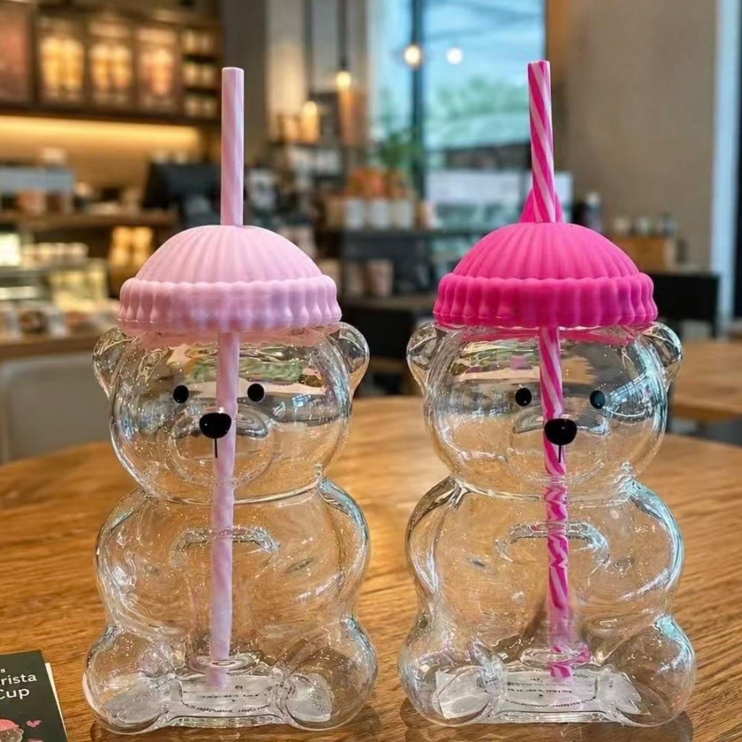 Coffee Tea Shop - Gobelet en verre transparent rose en