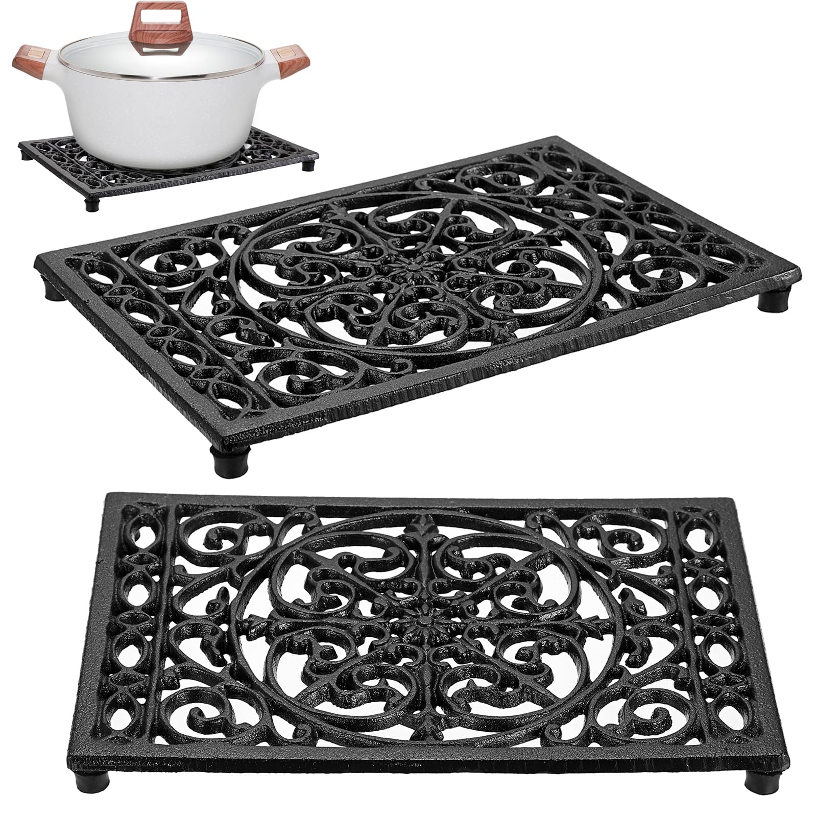 Cast Iron Teapot - Dessous de plat rectangulaire en fonte,