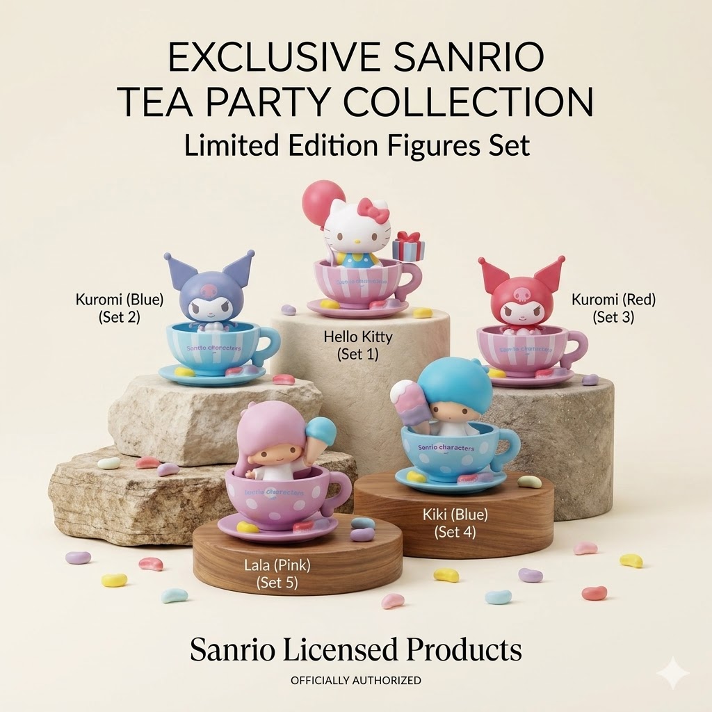 Coffee Tea Shop - Figurines Sanrio sous licence, mignonnes, en