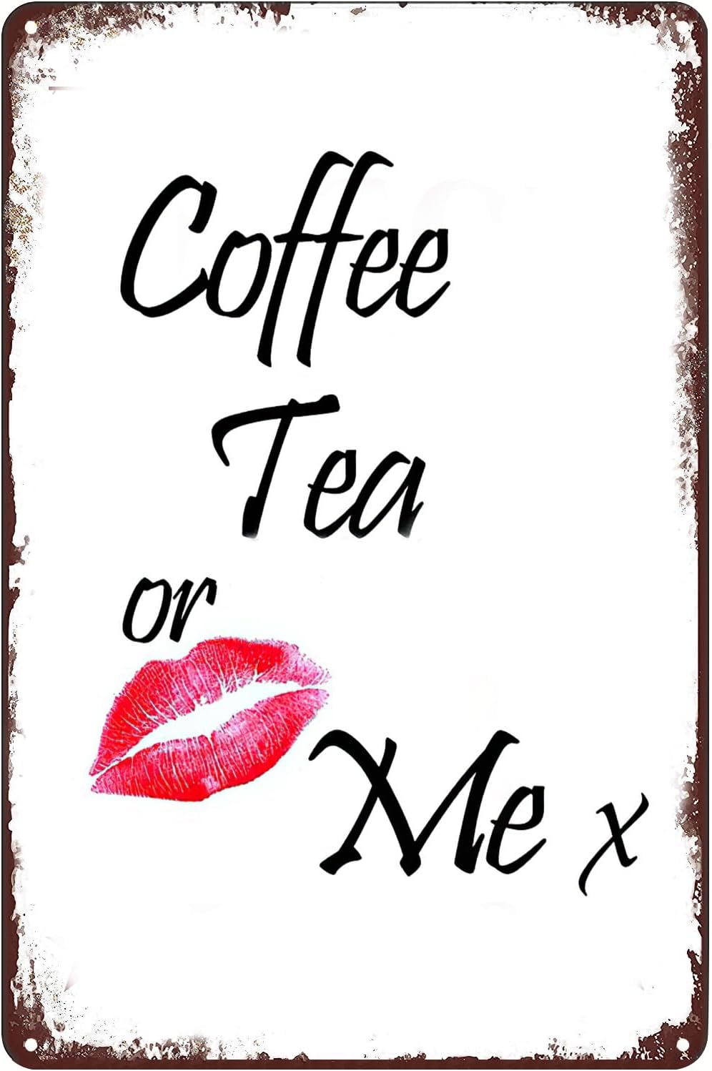 Coffee Tea With Me - Plaque murale vintage en métal «