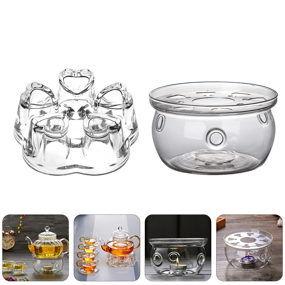 Coffee Tea House - Lot de 2 chauffe-thé en verre