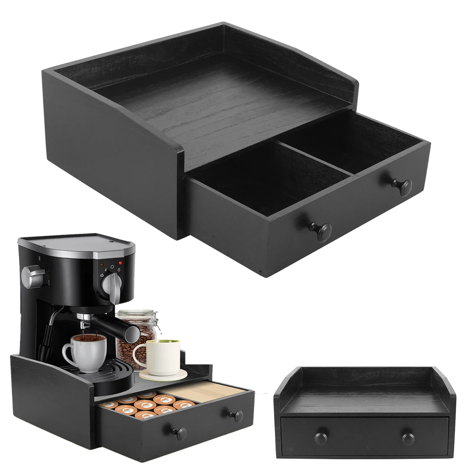 Coffee Tea Drawer Organizer - Tiroir de rangement en bois pour