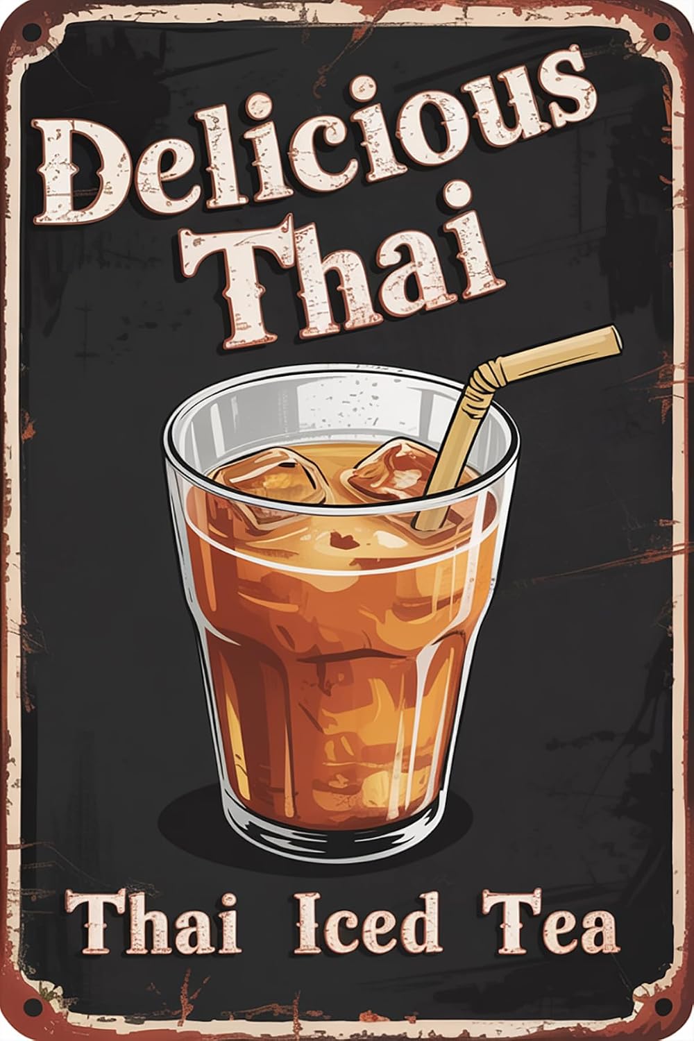 Coffee Tea Thai - Panneaux Métalliques Vintage Amusants, Panneau Thaïlandais