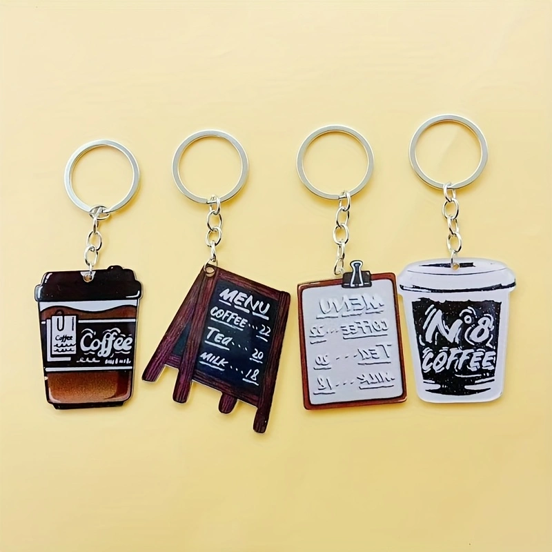 Coffee & Tea Difabis - 8 porte-clés en acrylique en forme