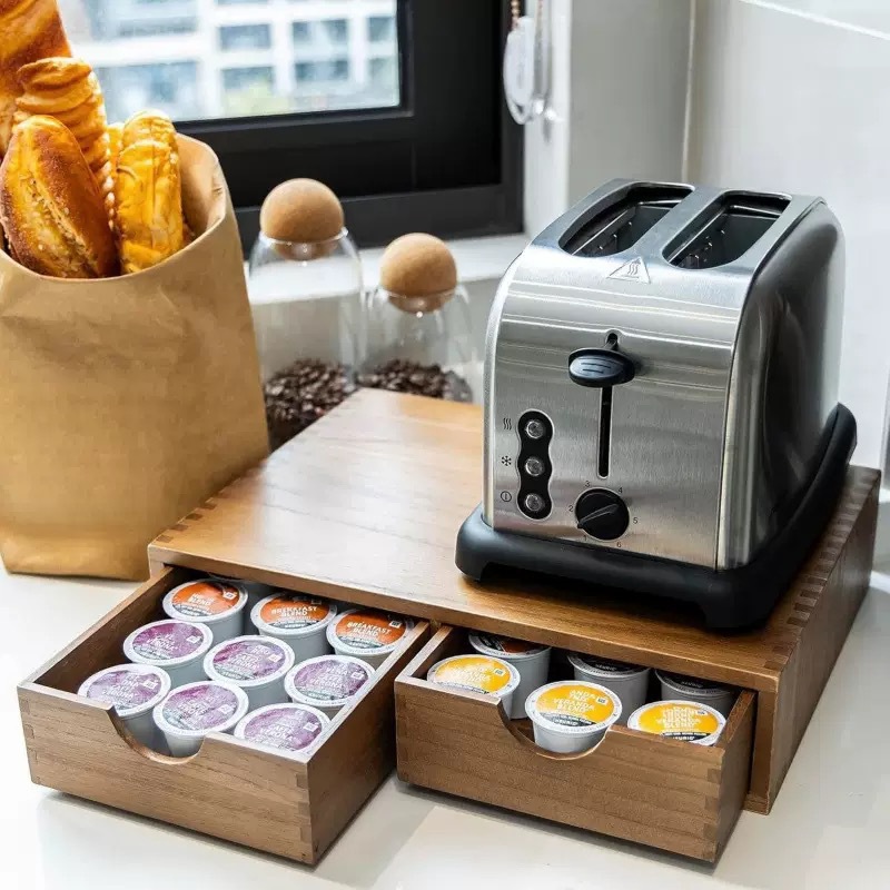 Base minimaliste en bois massi - Coffee Tea Drawer Organizer avis et prix