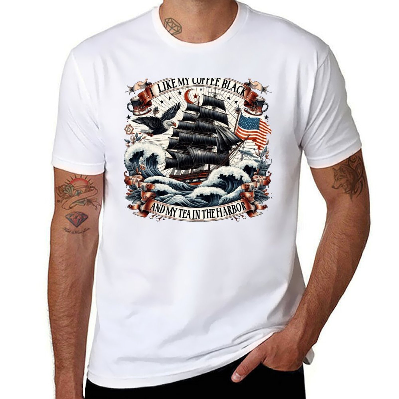 T-shirt en coton à manches cou - Coffee Tea Like avis et prix