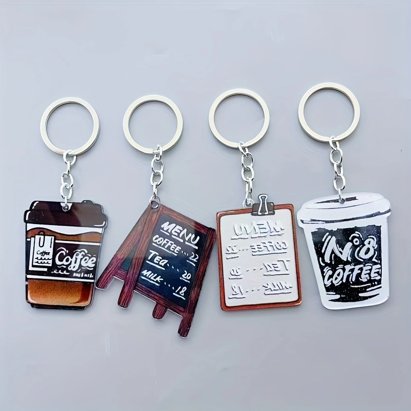 8 porte-clés en acrylique en f - Coffee & Tea Difabis avis et prix